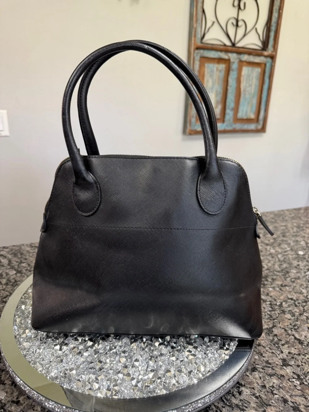 Isaac Mizrahi Black Dome Satchel Handbag
